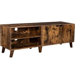 Comoda Vasagle pentru TV, cu 2 usi si 2 rafturi deschise, 40x140x50cm, maro rustic