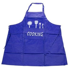 Sort de bucatarie, unisex, albastru, cu buzunar si cordon, marime universala, bumbac si poliester, AZHOME