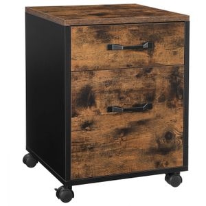 Dulap mobil VASAGLE tip rollbox pentru birouri, cu 2 sertare, stil industrial, 41x40x55cm, maro rustic