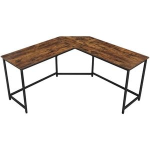Birou VASAGLE de colt in forma de L, cadru din otel, 149x149x75cm, industrial, maro rustic si negru