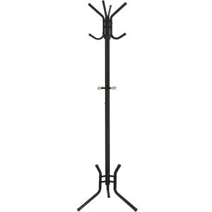 Cuier pentru haine VASAGLE, din otel, tip pom, cu 12 carlige, 176cm, negru