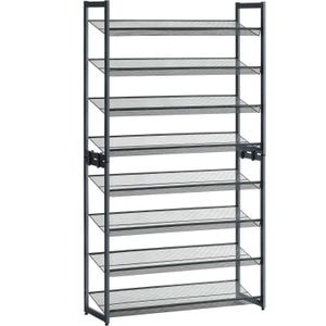 Raft de depozitare pantofi SONGMICS, pe 8 nivele, cu polite reglabile, pentru 32-40 de perechi, 31x92x163cm, gri