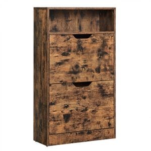 Dulap pantofi VASAGLE cu 2 usi flip, separator reglabil si detasabil, pentru 8-12 perechi, 24x60x102cm, maro rustic