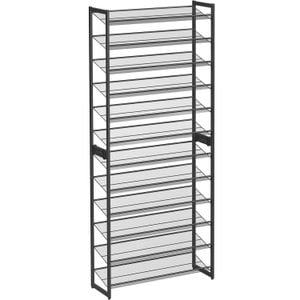Raft pentru pantofi SONGMICS suprapozabil, pe 12 nivele, din metal, cu rafturi reglabile, pentru 48-60 perechi, 31x 93x223cm, negru