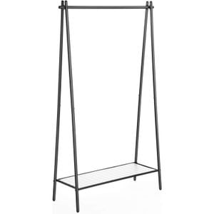 Suport pentru haine SONGMICS cu cadru din otel, cu sina de agatat si raft, 34x93x153cm, negru mat