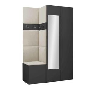 Cuier Hol Luca 3, grafit cu tapiterie bej, 188 x 116 x 46 cm