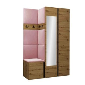 Cuier Hol Luca 3, artisan cu tapiterie roz , 188 x 116 x 46 cm