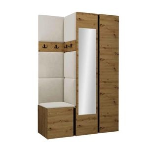 Cuier Hol Luca 3, artisan cu tapiterie bej, 188 x 116 x 46 cm