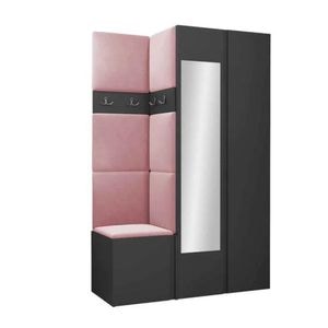 Cuier Hol Luca 3, grafit cu tapiterie roz, 188 x 116 x 46 cm