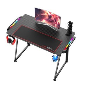 Birou gaming Arka Racer Z16, Profesional, blat 100x60cm, 117 cm cu lumini led, suprafata carbon