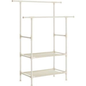 Raft de haine SONGMICS cu bara dubla pentru umerase, 2 polite, incarcare 70 kg, 114x45x171cm, alb