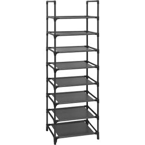 Raft de depozitare SONGMICS pantofi pe 8 niveluri, metal, instalare modulara, 28x46x145cm, negru
