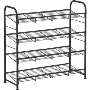Pantofar SONGMICS cu 4 rafturi de depozitare, din metal, polite cu unghi reglabil, 28x69x65cm, negru