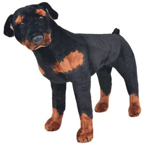 Jucarie de plus caine rottweiler, negru si maro, XXL