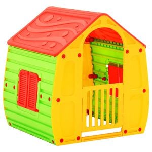 Casuta de joaca pentru copii vidaXL, 102x90x109 cm, rosu/verde