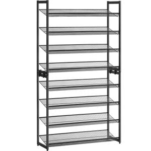 Raft pentru pantofi SONGMICS suprapozabil, pe 8 nivele, din metal, cu rafturi reglabile, pentru 32-40 perechi, 31x 92x163cm, negru