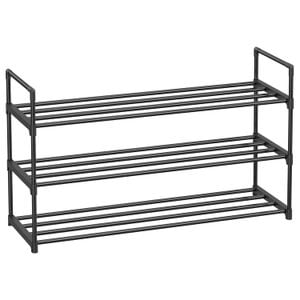 Suport pentru pantofi SONGMICS, cadru metalic cu 3 nivele, 12-15 perechi, stivuibil, 54x92x30cm, negru