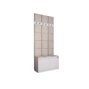 Cuier Klaus II, alb cu tapiterie bej, 90 x 205 x 33 cm