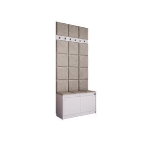 Cuier Klaus II, alb cu tapiterie gri deschis, 90 x 205 x 33 cm