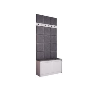 Cuier Klaus II, alb cu tapiterie gri inchis, 90 x 205 x 33 cm