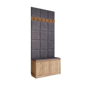 Cuier Hol Klaus II, kraft cu tapiterie gri inchis, 90 x 205 x 33 cm