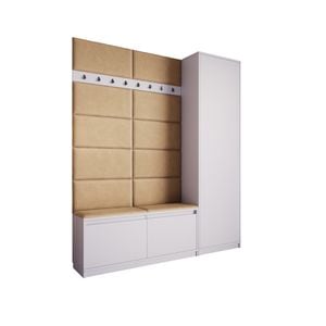 Cuier Klaus III, alb cu tapiterie crem, 180 x 205 x 33 cm