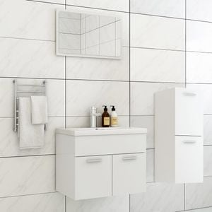 Set mobilier de baie vidaXL, alb, lemn prelucrat