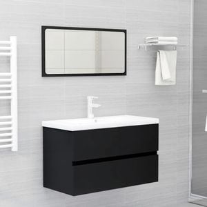 Set mobilier de baie vidaXL, negru, lemn prelucrat