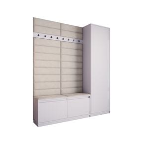Cuier Klaus V, alb cu tapiterie bej, 180 x 205 x 33 cm