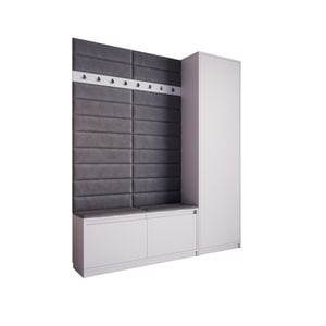 Cuier Klaus V,  alb cu tapiterie gri inchis,  180 x 205 x 33 cm