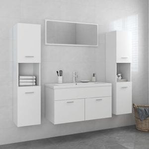 Set mobilier de baie vidaXL, alb, lemn prelucrat