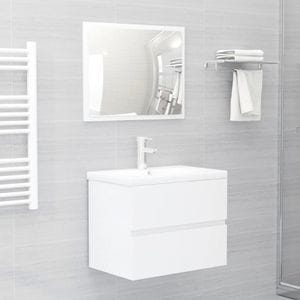 Set mobilier de baie vidaXL, alb extralucios, lemn prelucrat