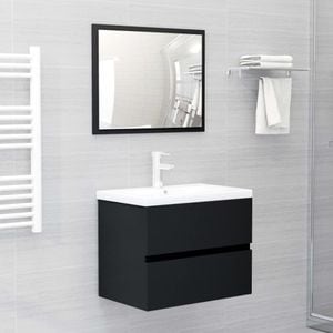 Set mobilier de baie vidaXL, negru, lemn prelucrat