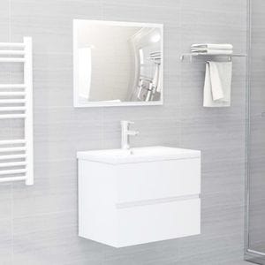 Set mobilier de baie vidaXL, alb extralucios, lemn prelucrat