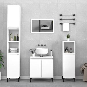 Set mobilier de baie vidaXL, 3 piese, alb, lemn compozit