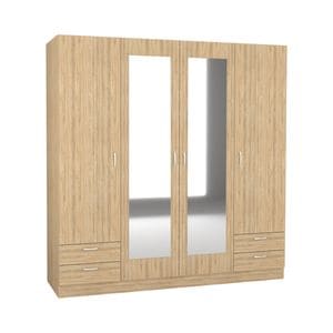 Dulap haaus Nero, 4 Usi, oglinda, Stejar Sonoma, 196 x 55 x 200 cm