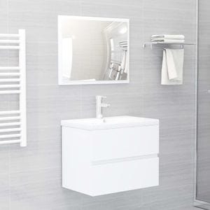 Set mobilier de baie vidaXL, alb, lemn prelucrat