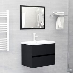 Set mobilier de baie vidaXL, negru, lemn prelucrat