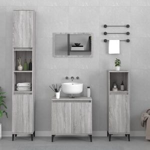 Set mobilier de baie vidaXL, 3 piese, gri sonoma, lemn prelucrat