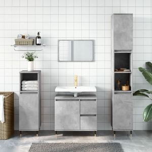 Set mobilier de baie vidaXL, 3 piese, gri beton, lemn compozit