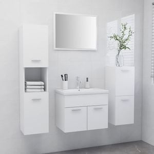 Set mobilier de baie vidaXL, alb, lemn prelucrat