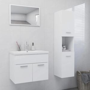 Set mobilier de baie vidaXL, alb, lemn prelucrat