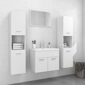 Set mobilier de baie vidaXL, alb, lemn prelucrat