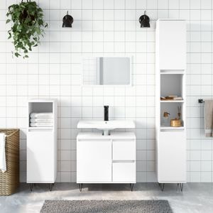 Set mobilier de baie vidaXL, 3 piese, alb, lemn compozit