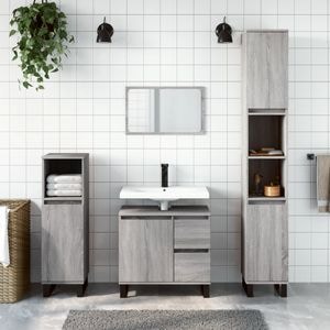 Set mobilier de baie vidaXL, 3 piese, gri sonoma, lemn prelucrat