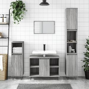 Set mobilier de baie vidaXL, gri sonoma, lemn prelucrat