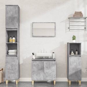 Set mobilier de baie vidaXL, 3 piese, gri beton, lemn compozit