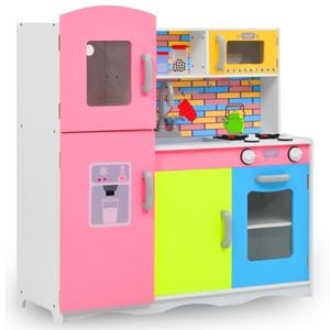 Bucatarie de jucarie vidaXL, pentru copii, 80x30x85 cm, material MDF, 36 luni+, multicolor