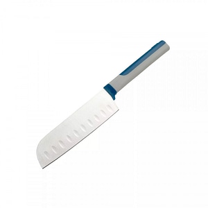 Cutit santoku Gustos 678243, Maner moale, 13 cm, Inox, Albastru