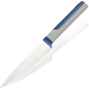 Cutit de bucatarie zimtat Gustos 678242, Maner moale, 11.5cm, Inox, Albastru